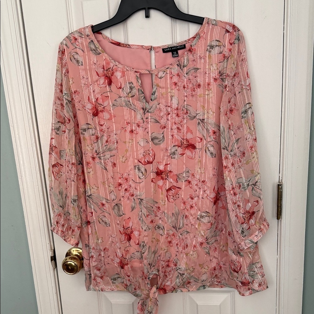Beautiful Sara Michelle Blush Floral Blouse